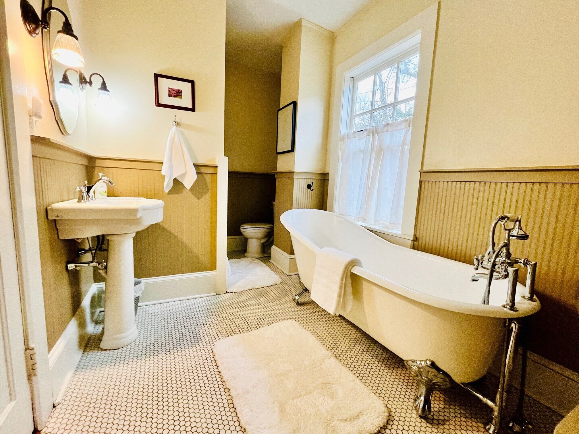Soak away in the claw foot tub