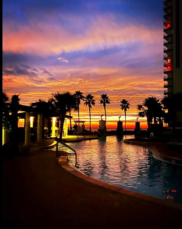 Sunset from pool area