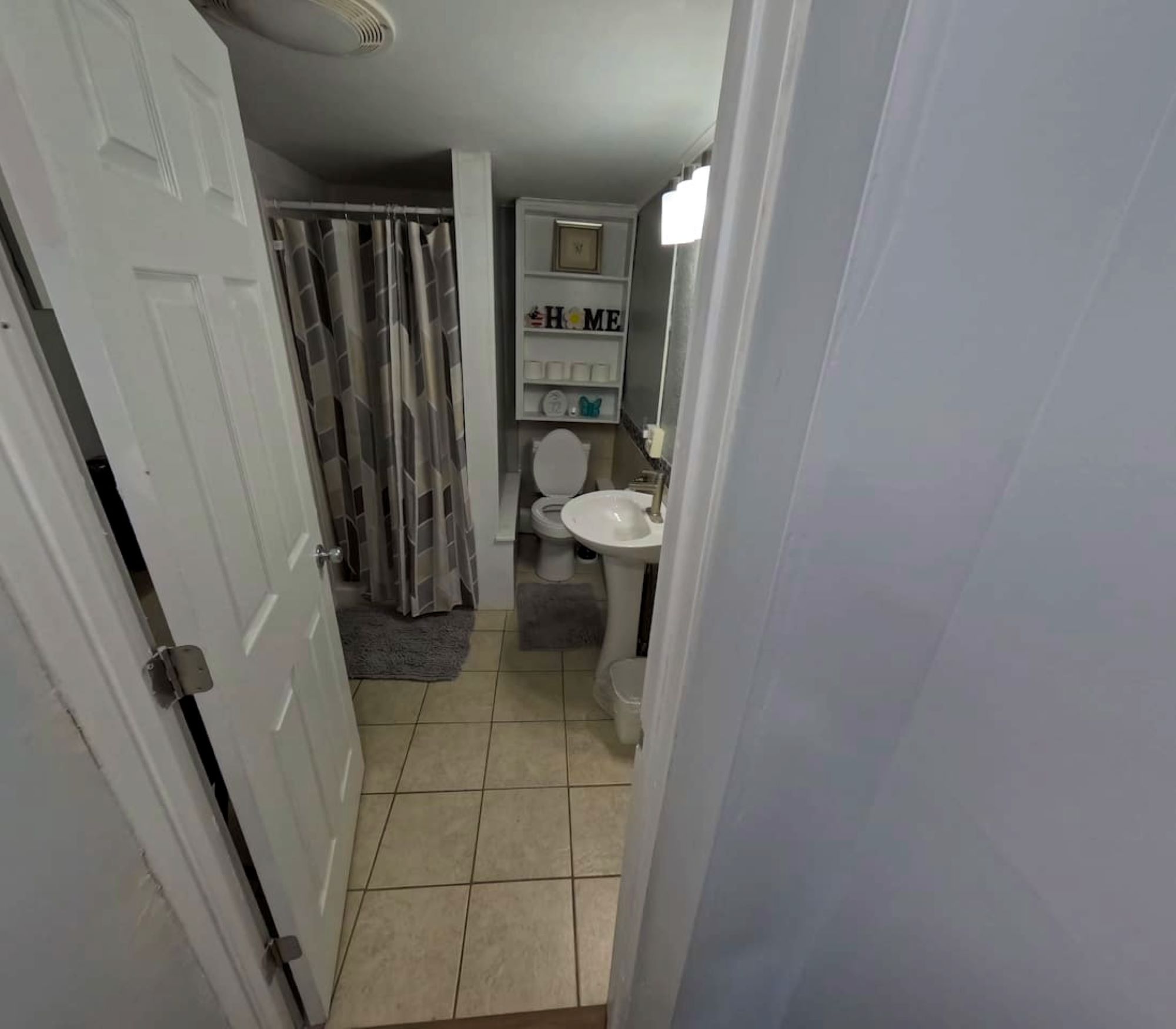 Full bathroom with walk in shower. This bathroom is downstairs. 