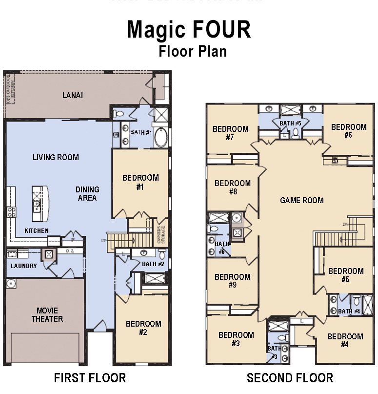 Disney Magik TWO Floor Plan (The following bedrooms & bathrooms are labeled per this plan)