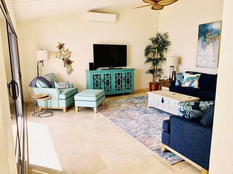 Hang out playing games in the huge living room in the evenings or read a book from our little library.