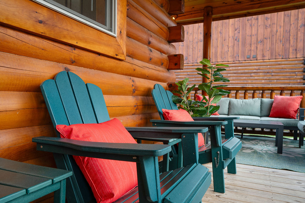 Front porch adirondack chairs on front porch made for relaxing!