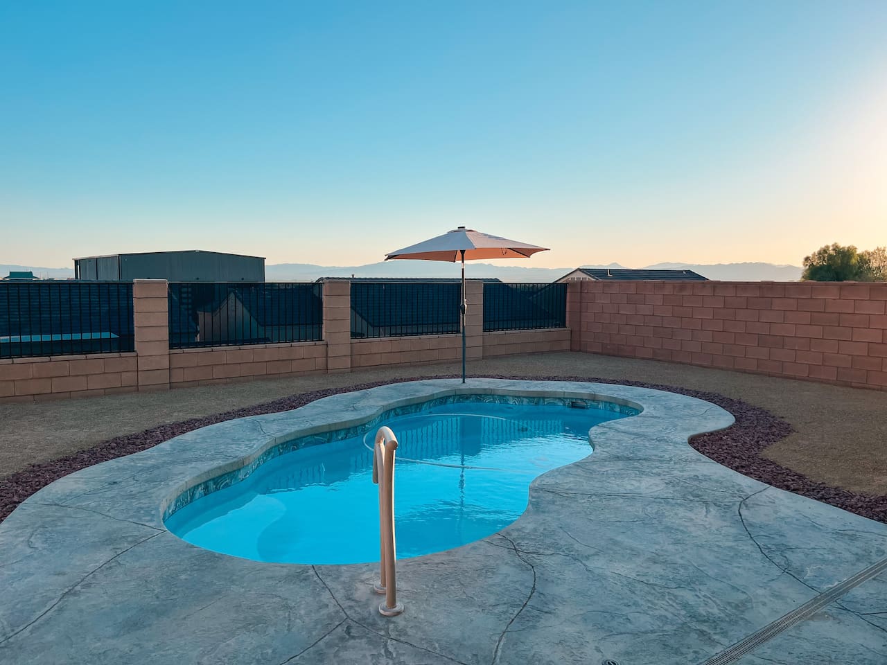 Pool with beautiful sunset views