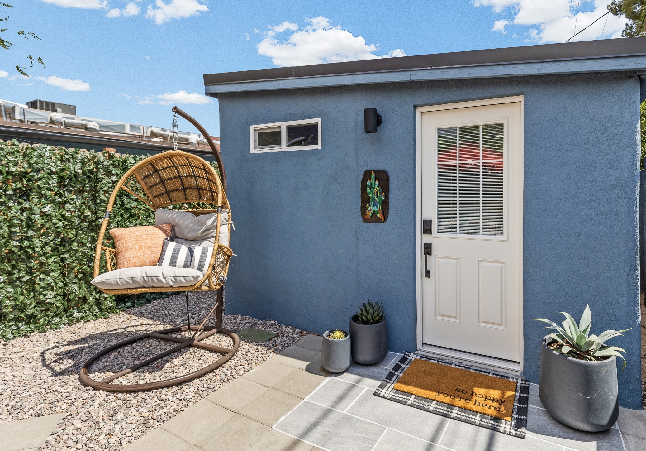 Welcome to Sedona Blue Guesthouse - complete with a cozy swing chair, peaceful vibes, and total privacy.