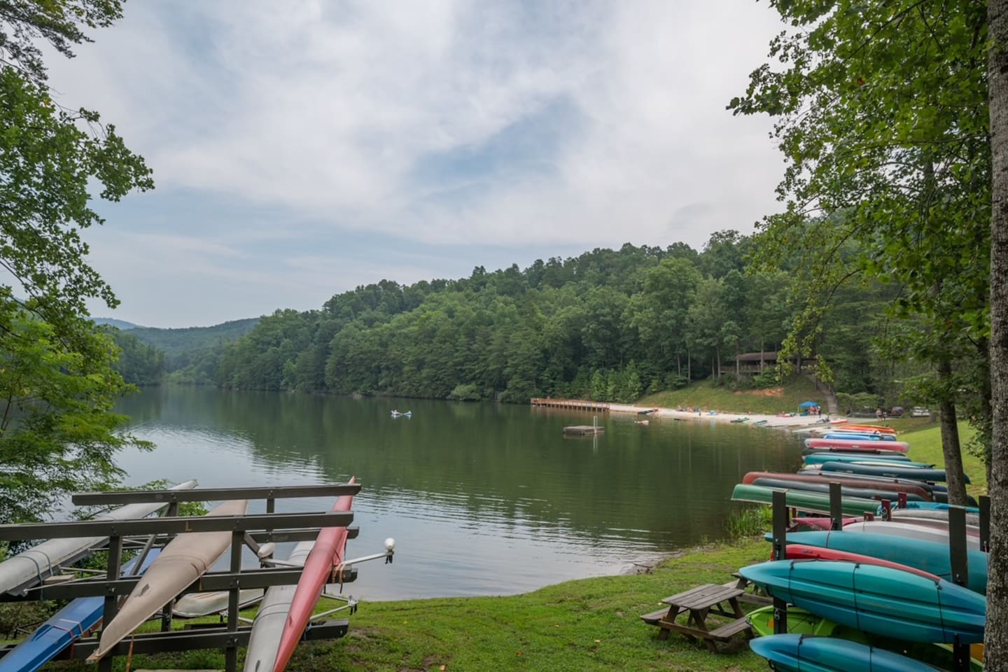 Mirror Lake in Riverbend at Lake Lure where the cabin is located. 