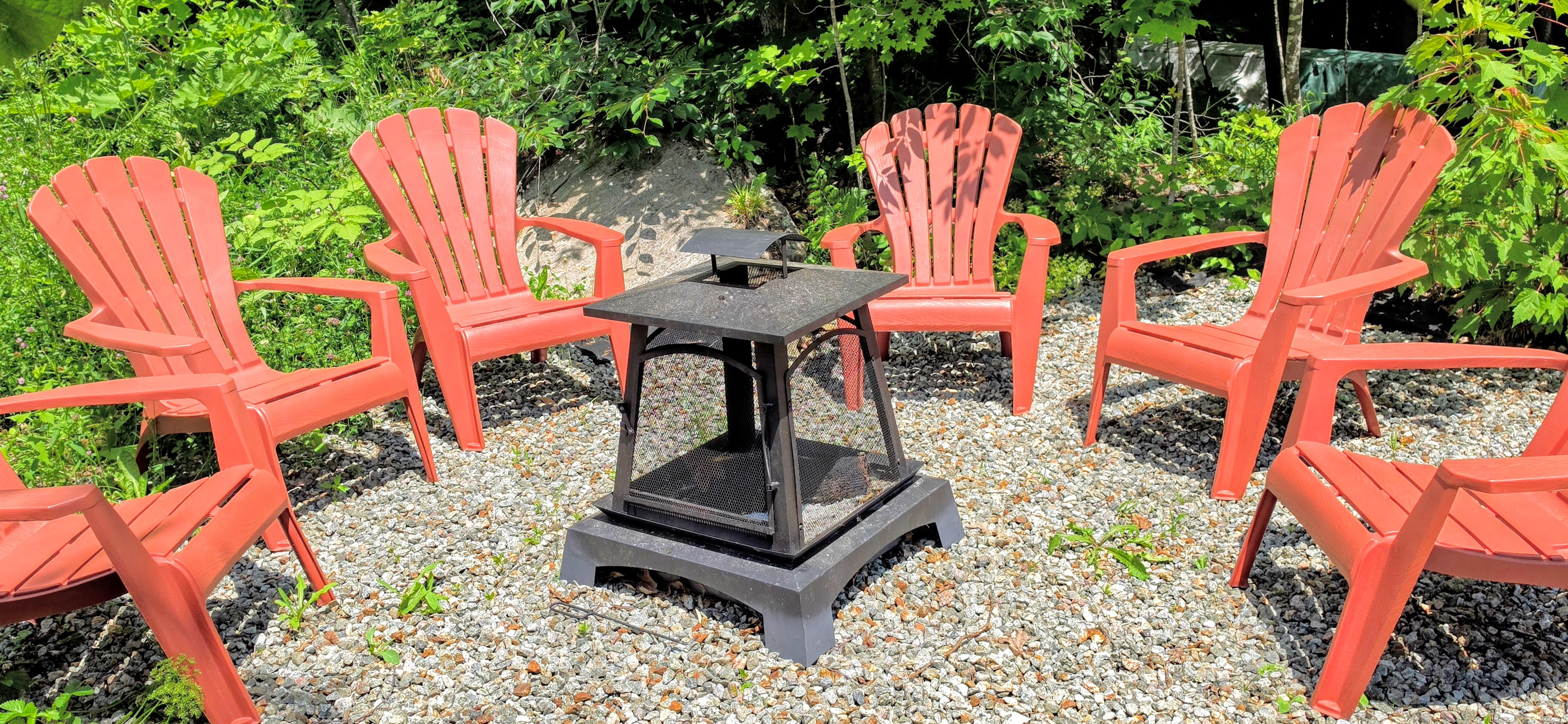 Fire pit on hill above cottage