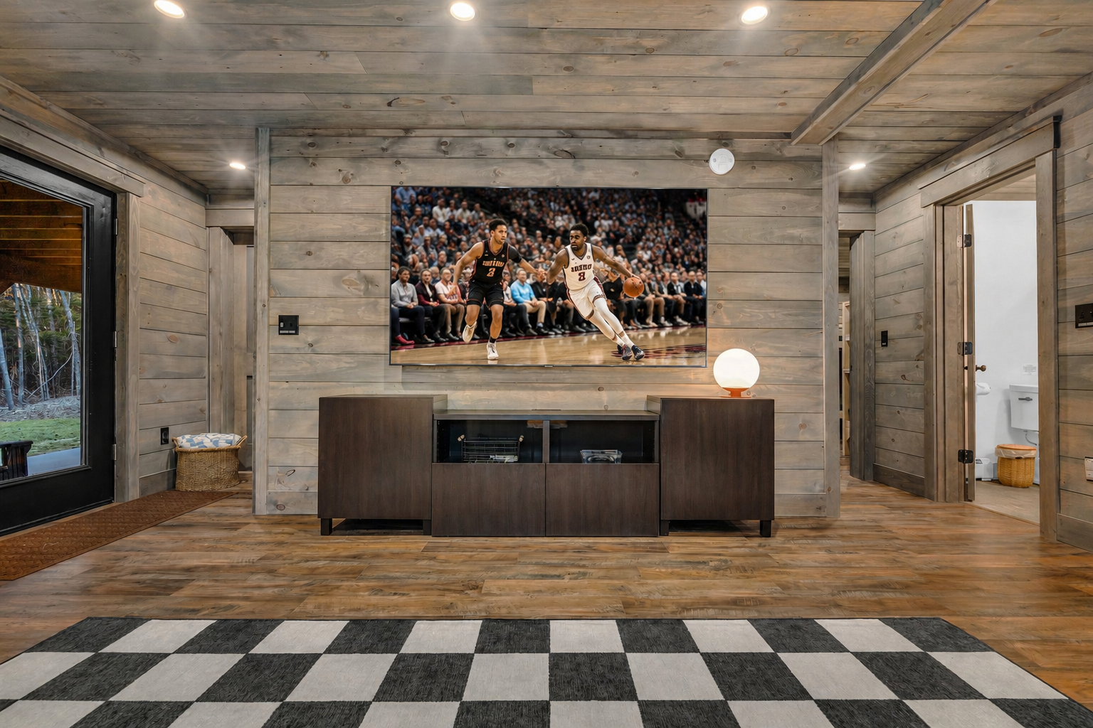 Immerse yourself in a sports game, a movie, karaoke or Xbox show-down on the 85'' smart TV.
