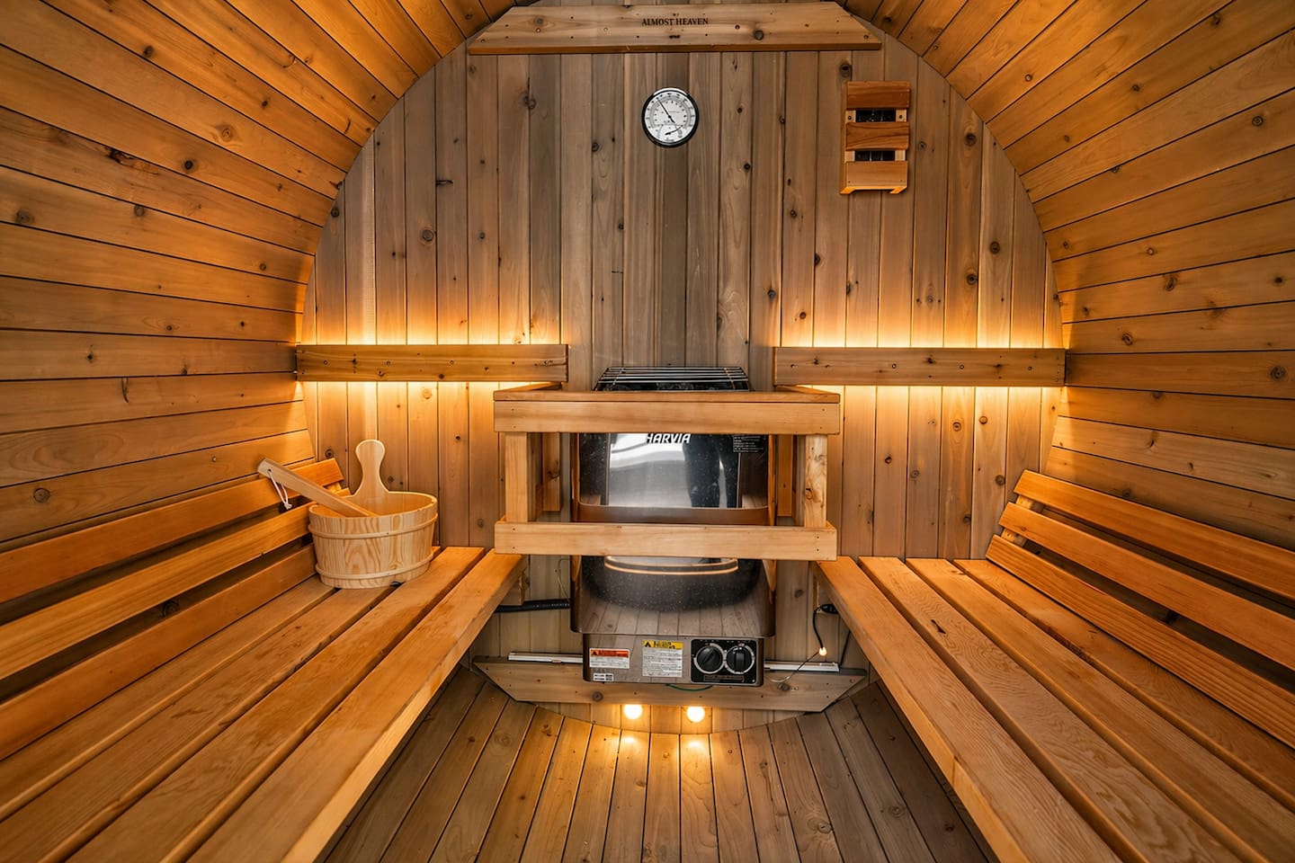 Unwind in your private sauna—pure relaxation awaits.
