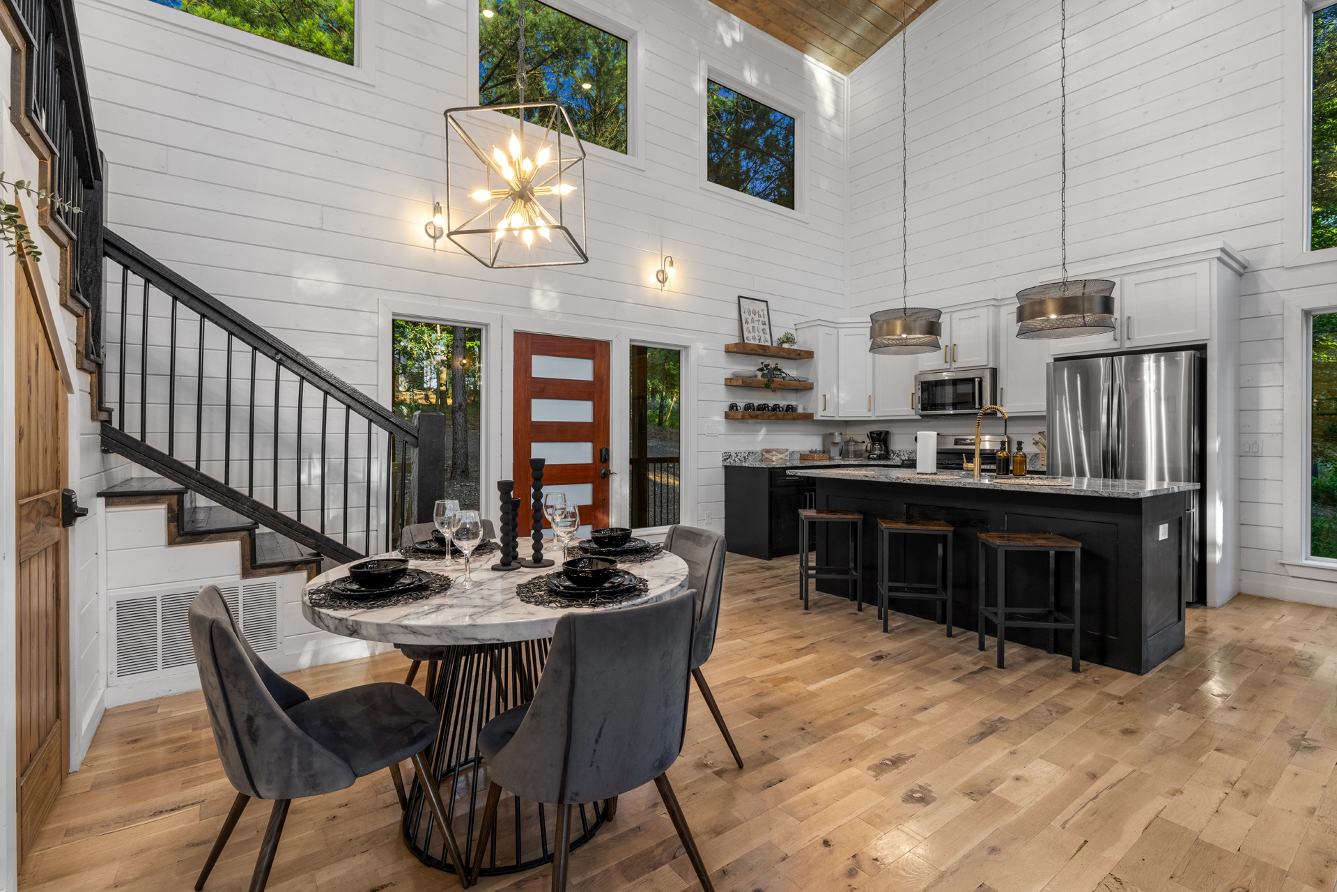 A compact dining setup for four, perfect for everyday meals and gathering before or after activities. 