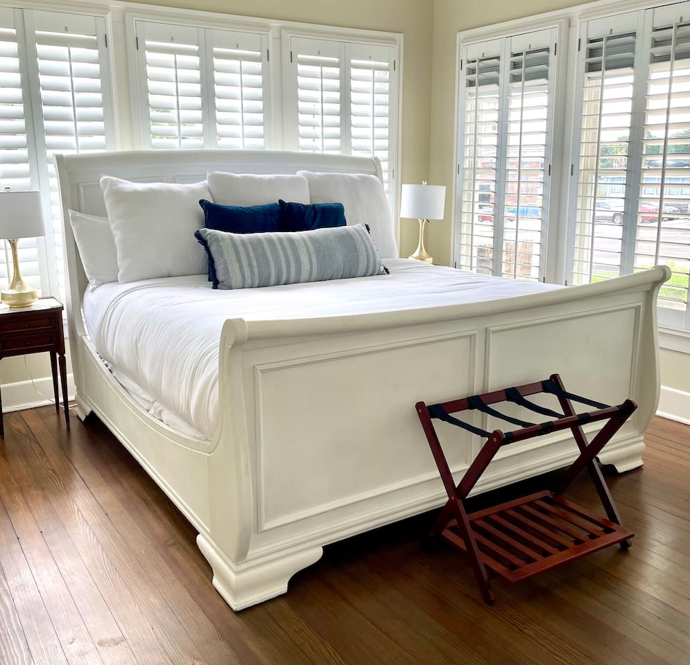 King bedroom just steps from the full bathroom