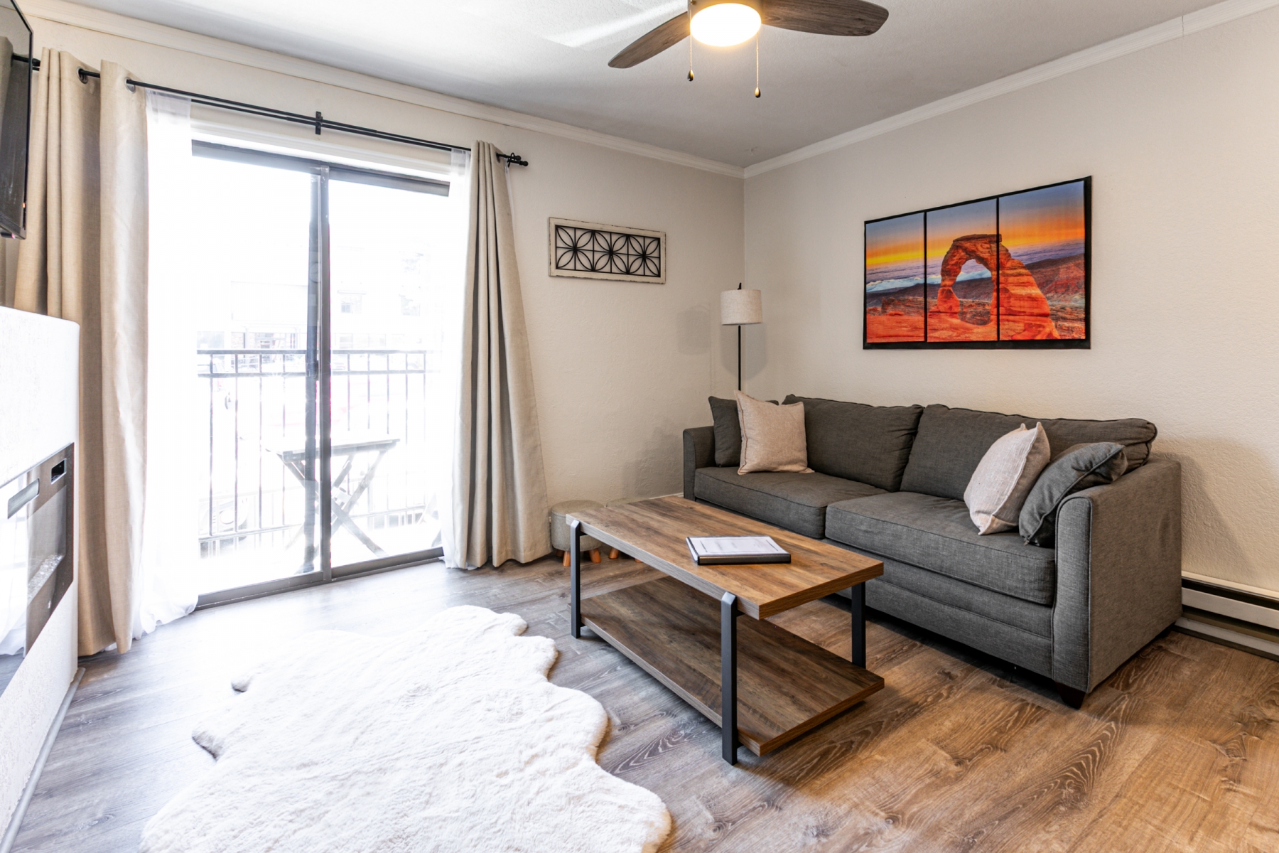 Sofa bed folds down into comfy Queen bed