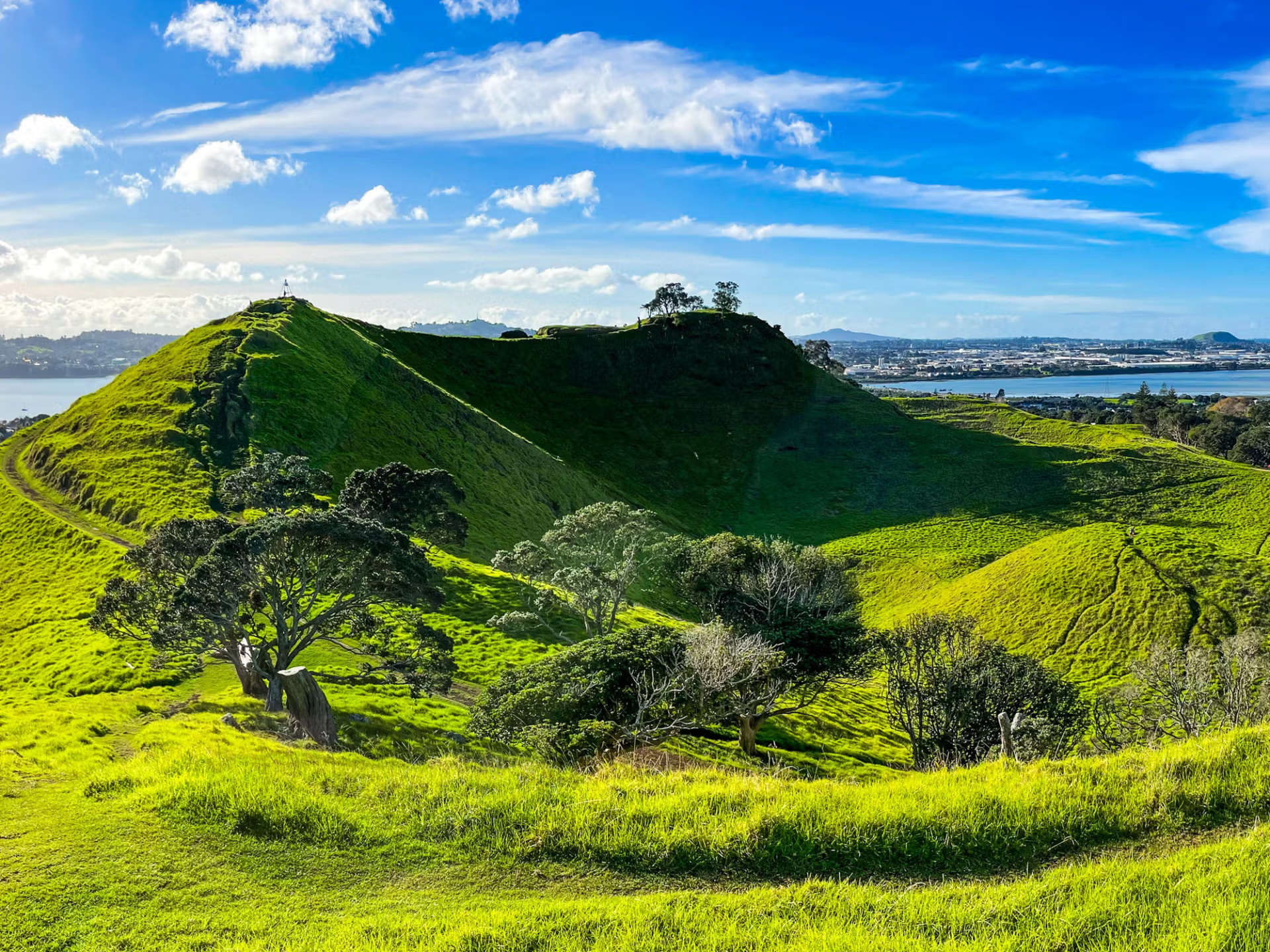 Mangere Mountain - an easy stroll from the property to the top, with sweeping views of Auckland