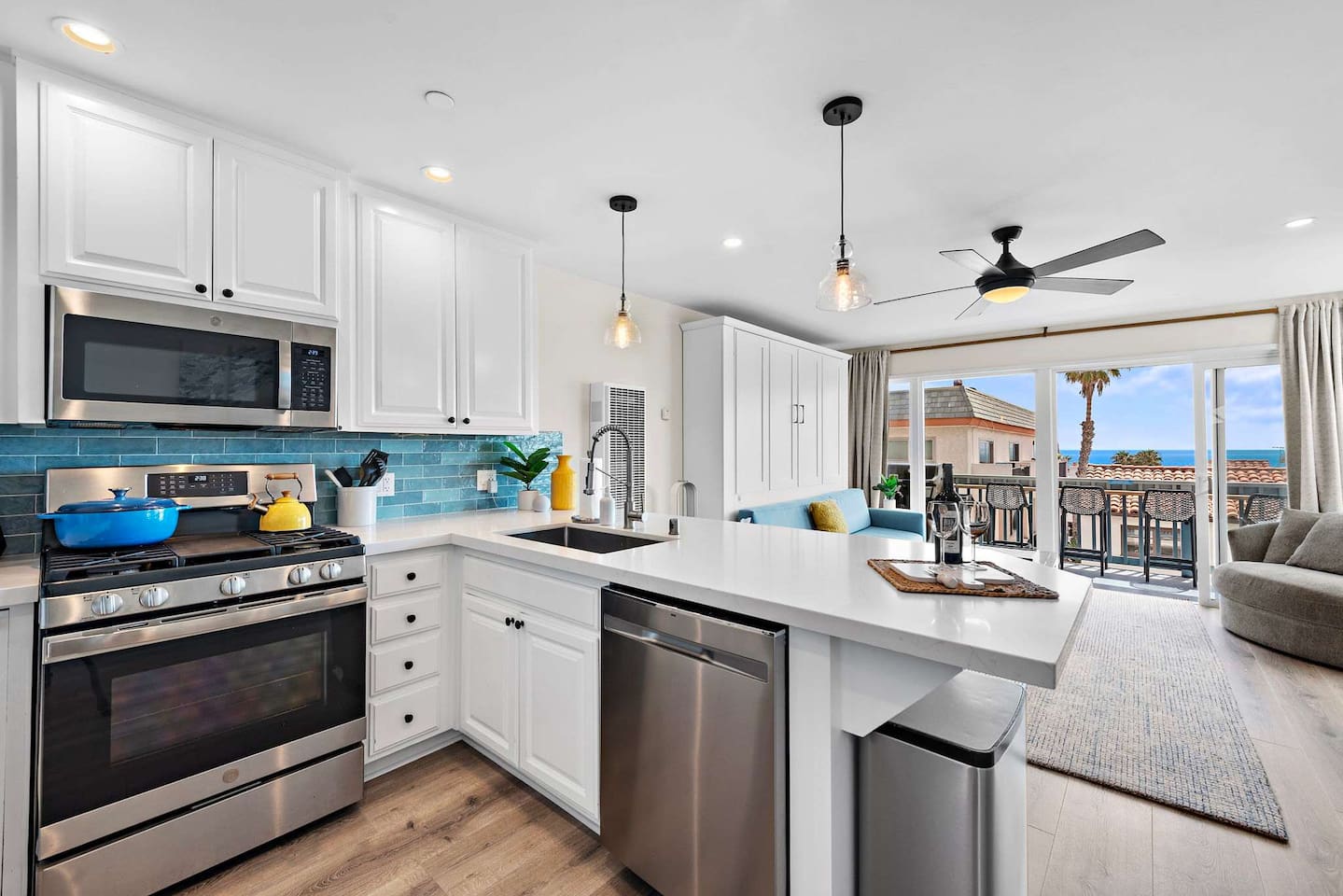 The open floor plan enables everyone to feel included even during meal prep :)  