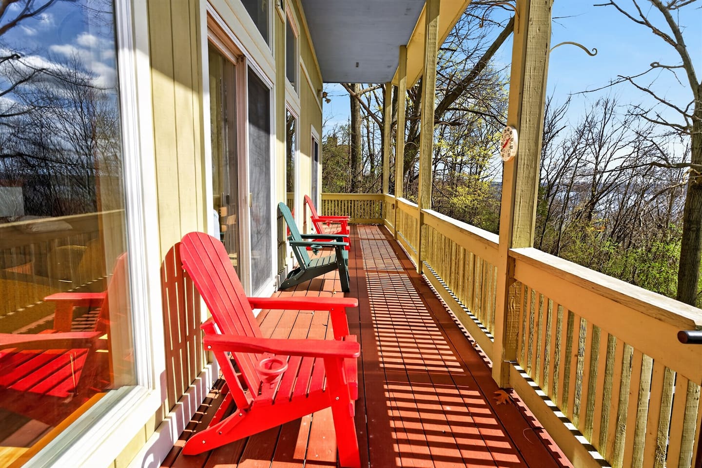 “Start your morning with coffee and end your day with sunset views on this peaceful upstairs balcony—where quiet moments, fresh air, and lake views create memories you won’t forget.”