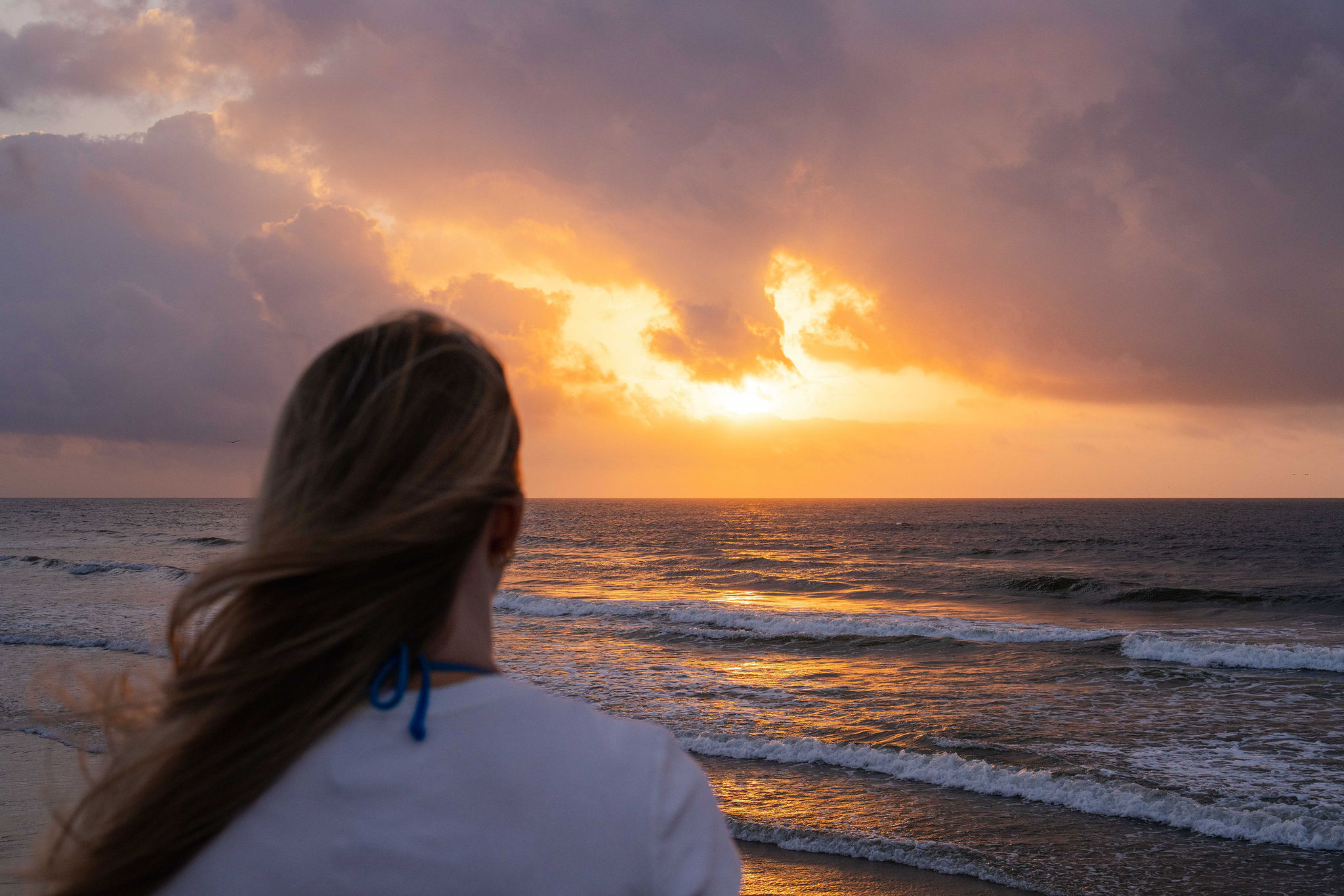 Dramatic sky, quiet water — end of a perfect Surfside day