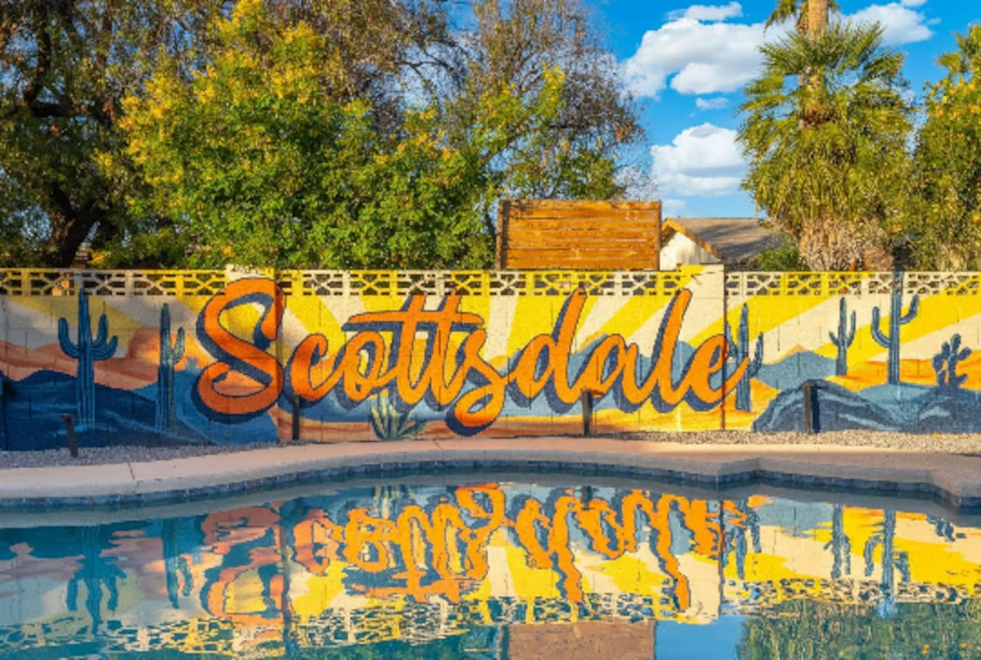 This mural is easily one of the most photographed spots on the property, bold, colorful, and unmistakably Scottsdale.