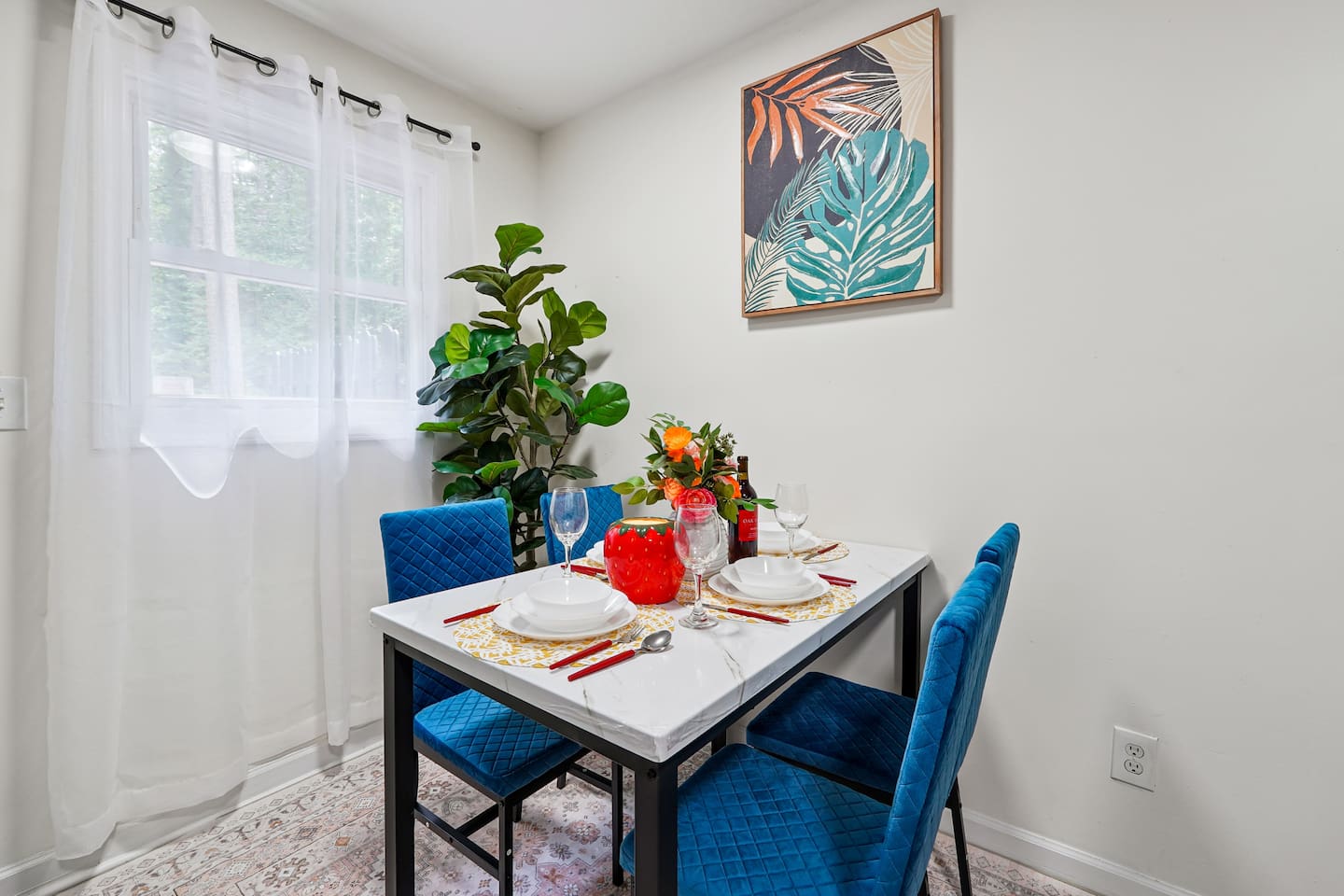 Dining area fit for four, a perfect spot to share some laughs, enjoy delicious meals, and create lasting memories during your stay.