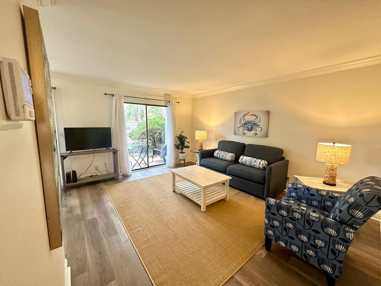Living room with patio doors