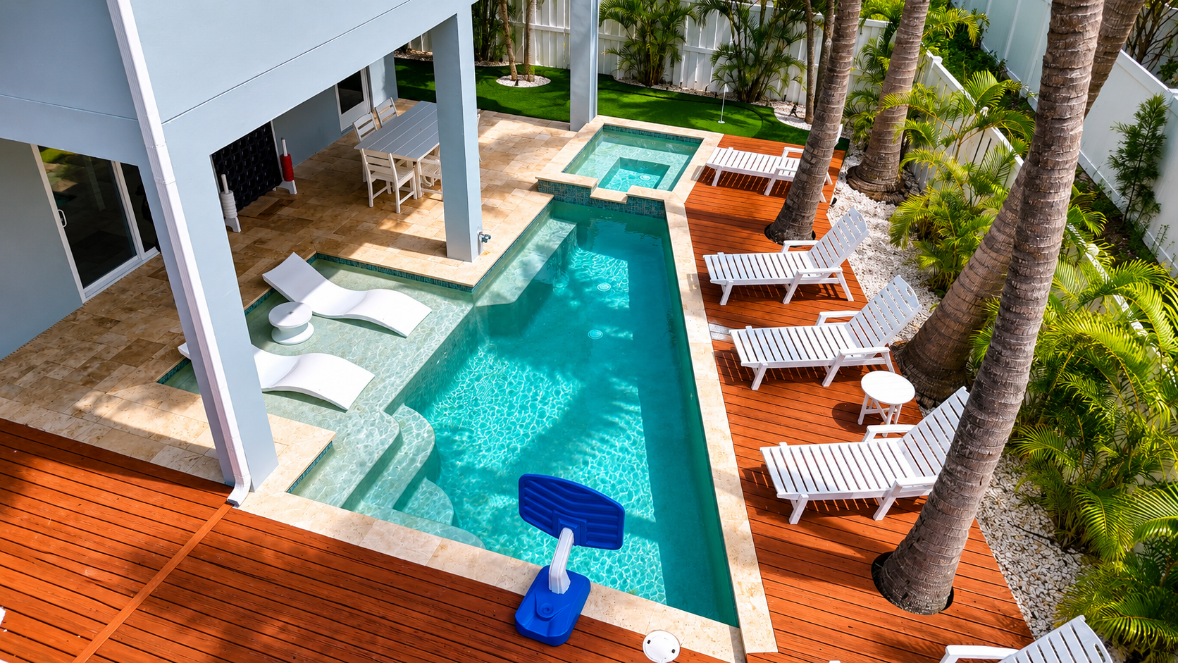 Private saltwater heated pool and spa