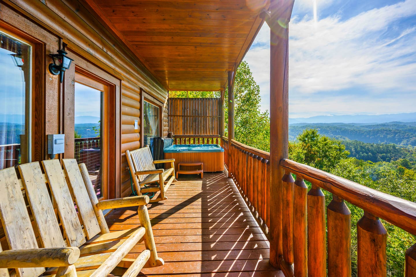 Rocking chairs on the porch.