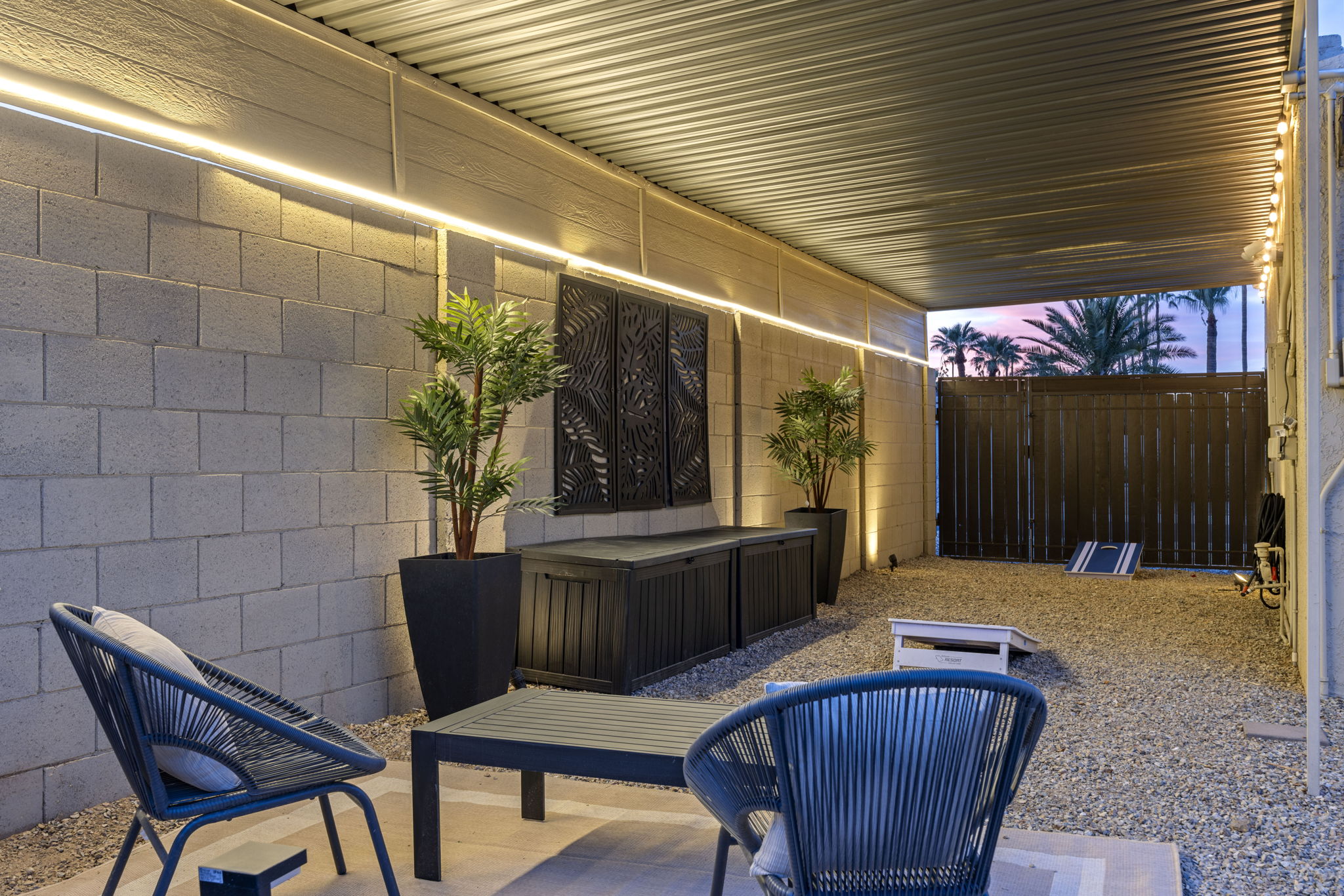 Enjoy the outdoor seating area or play a game of Corn Hole