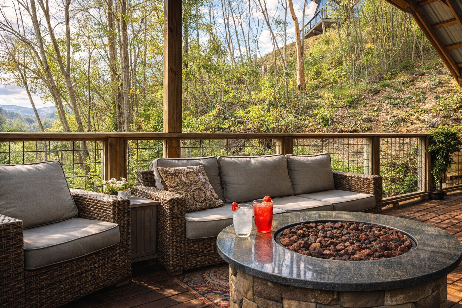 Plenty of seating for your and your company. Also a propane gas firepit.