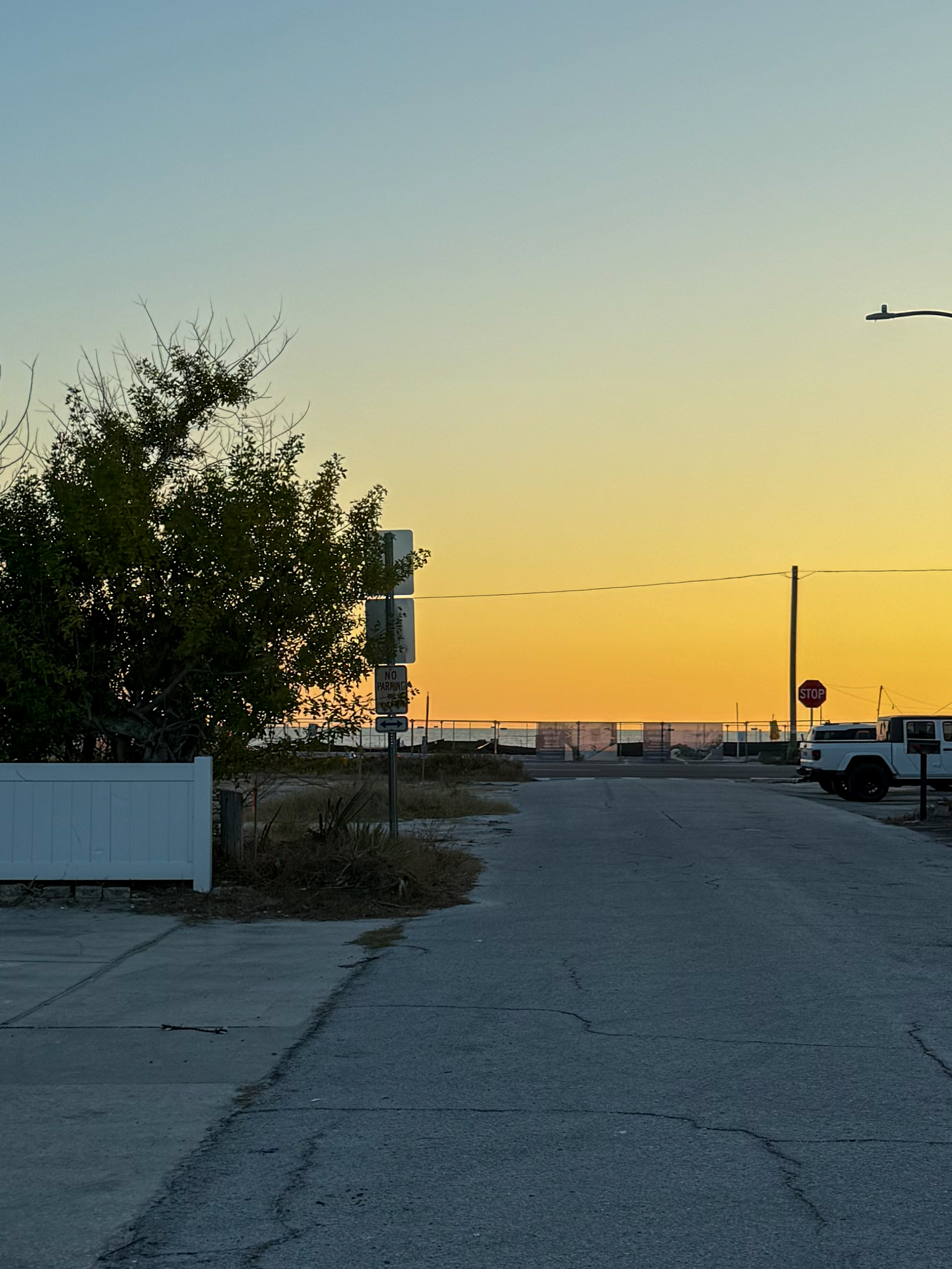 Street view looking toward the beach access.