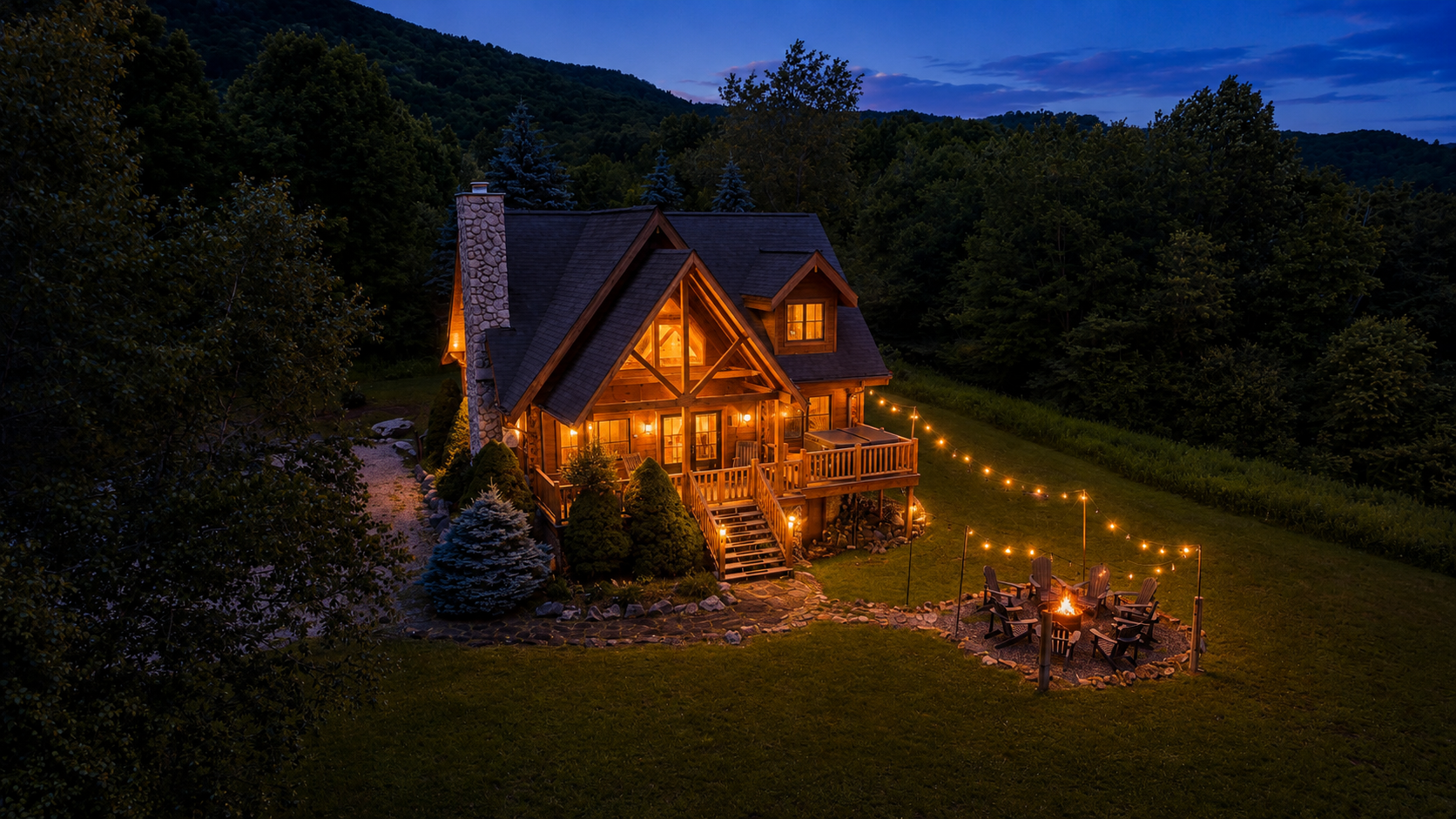 Beautifully constructed log cabin on 5 acres overlooking Snowshoe's Western Territory