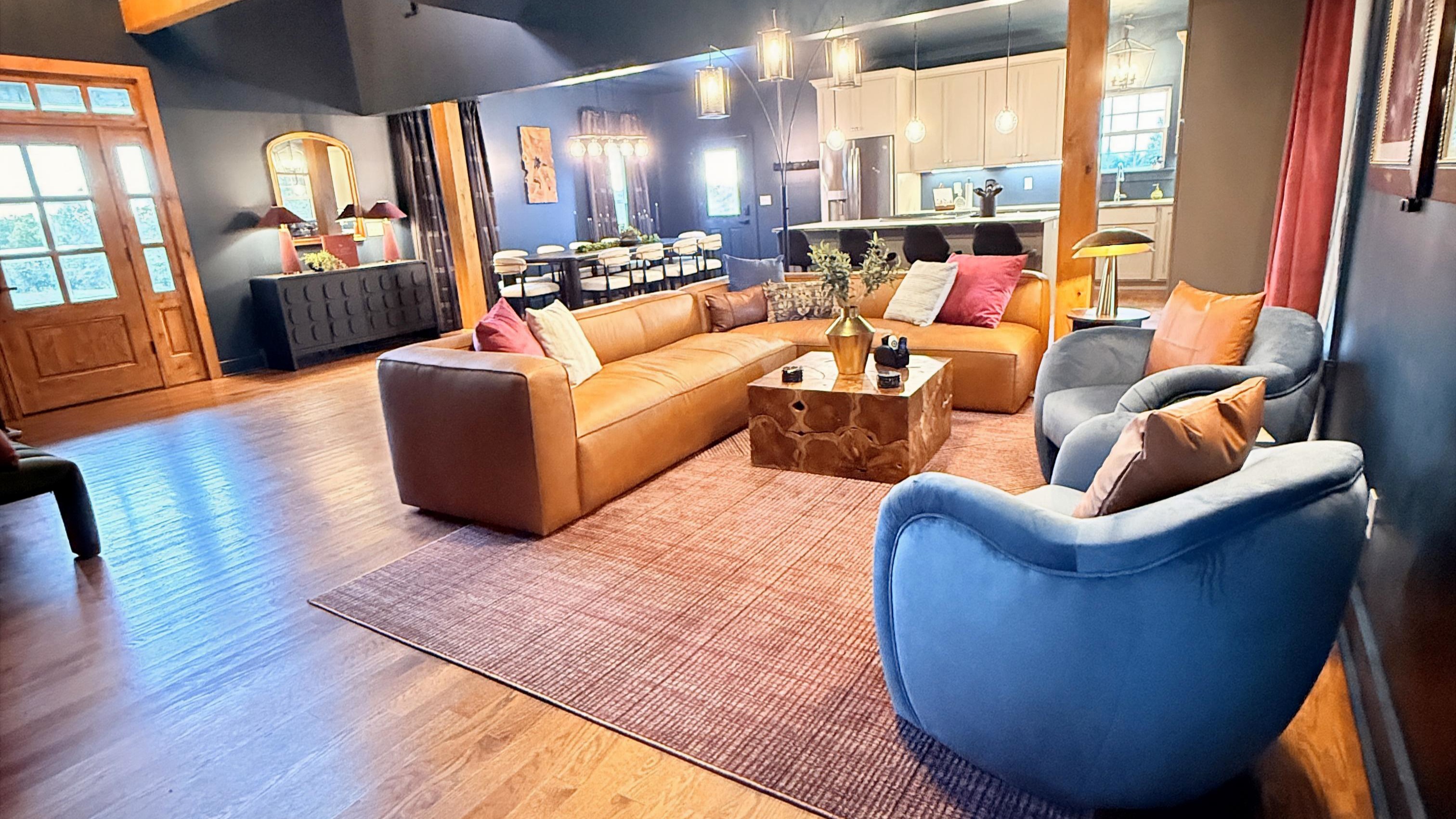 Open-concept warmth — the living and dining rooms flow together for conversation and connection.