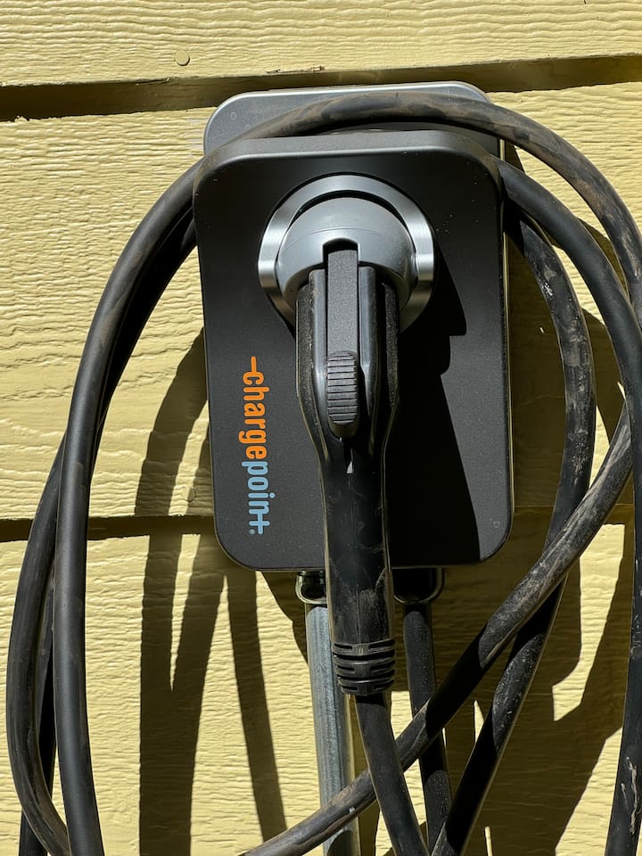 J1722 Electric Vehicle Charger available for guest use. Adapter required to charge Teslas.