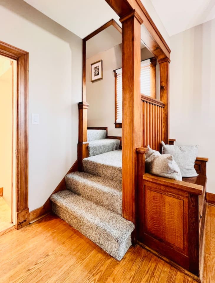 Stairs going upstairs.
