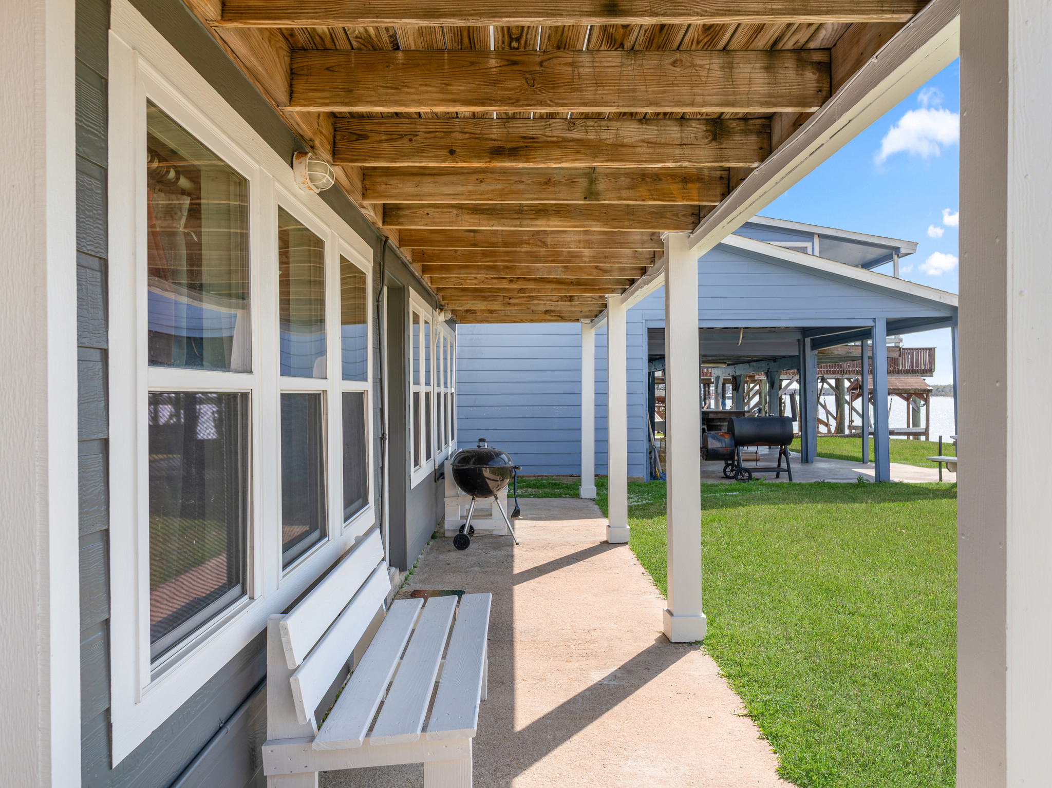 Porch with view of river (downstairs)