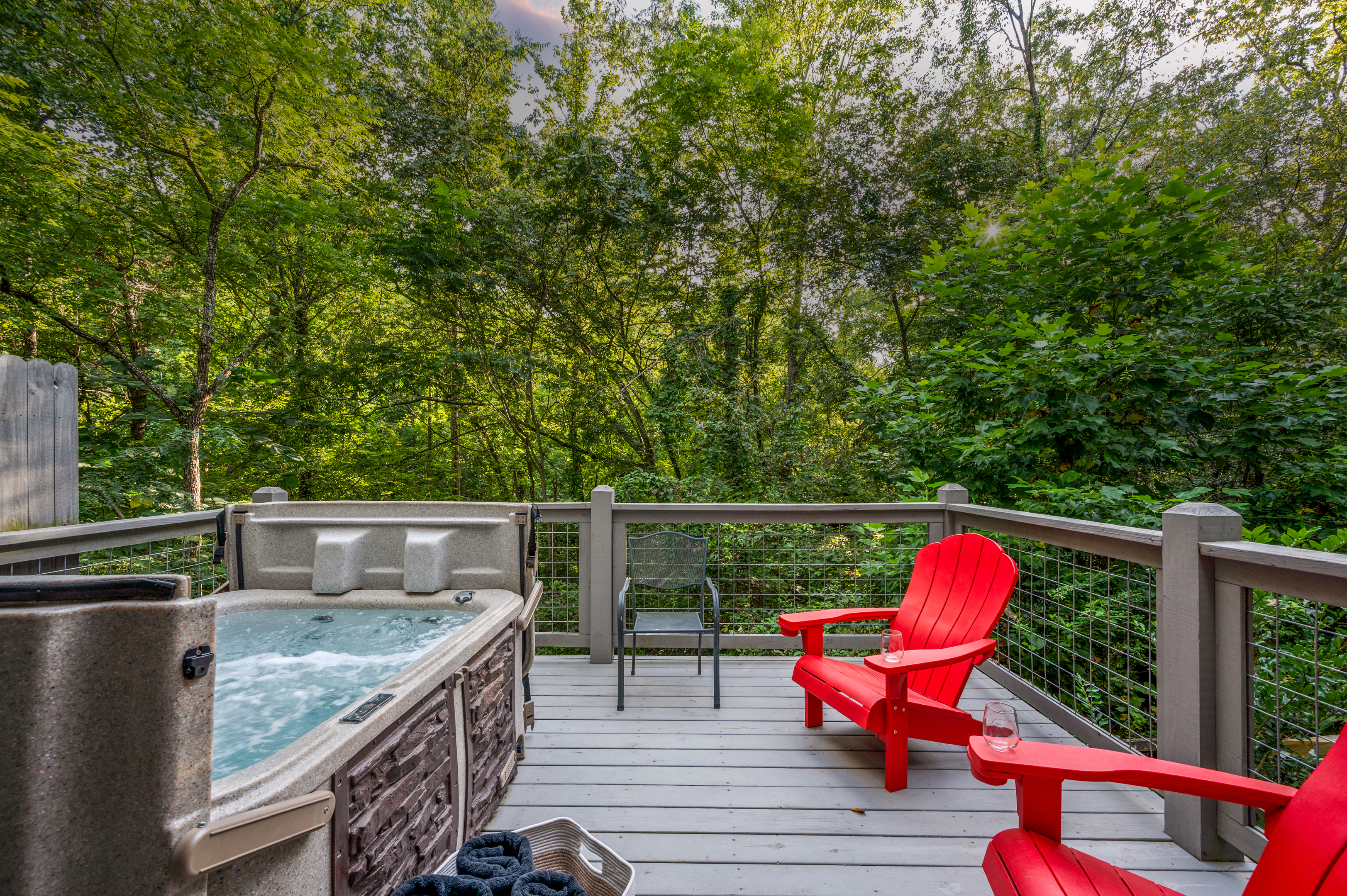 Your private hot tub on the deck
