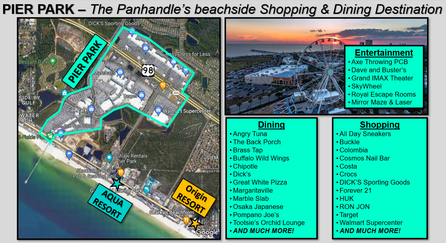 Pier Park is 0.5 miles up the road and has tons of dining, shopping, and fun!
