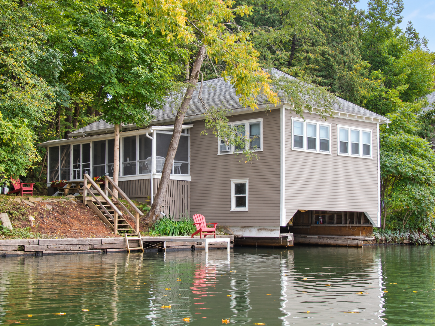 Goodyear Boathouse from the water - note it is no longer used as a boathouse.