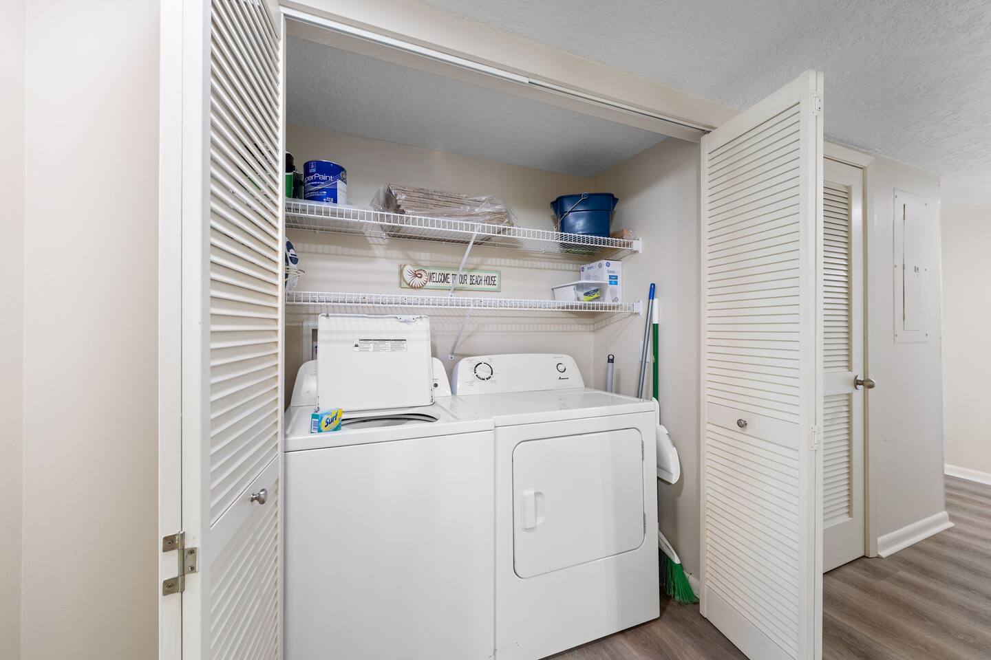 One starter laundry detergent provided for you to use during your stay. Take home clean laundry and one less thing to do.