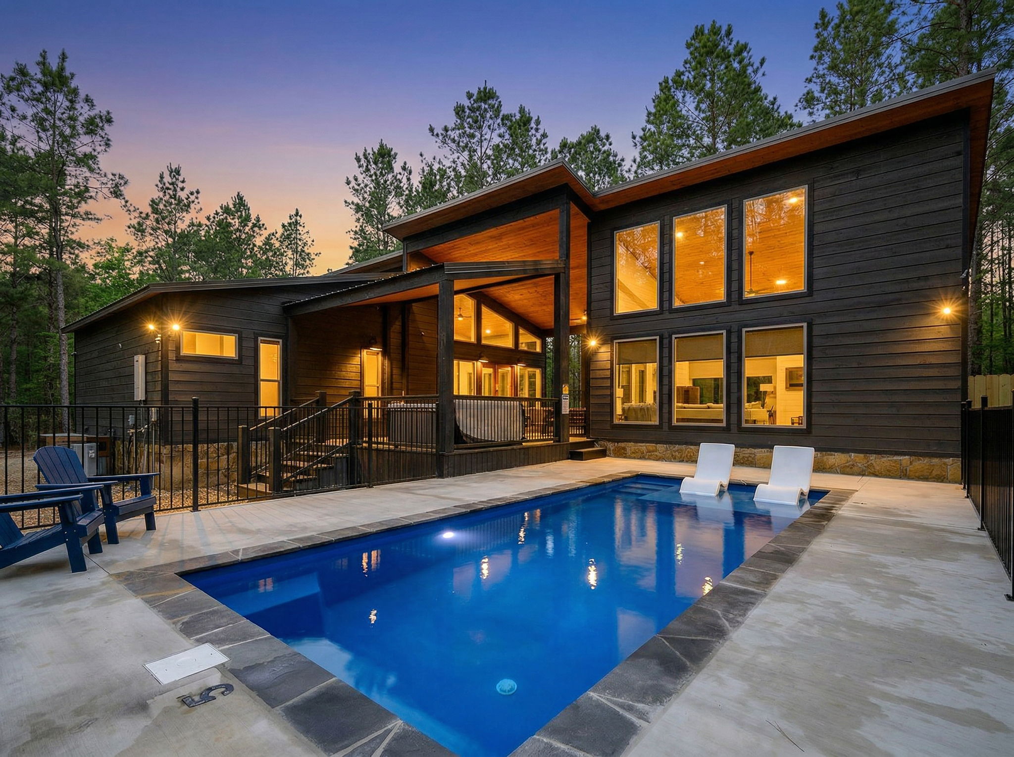 Unwind in the private pool after a day full of adventure in Broken Bow