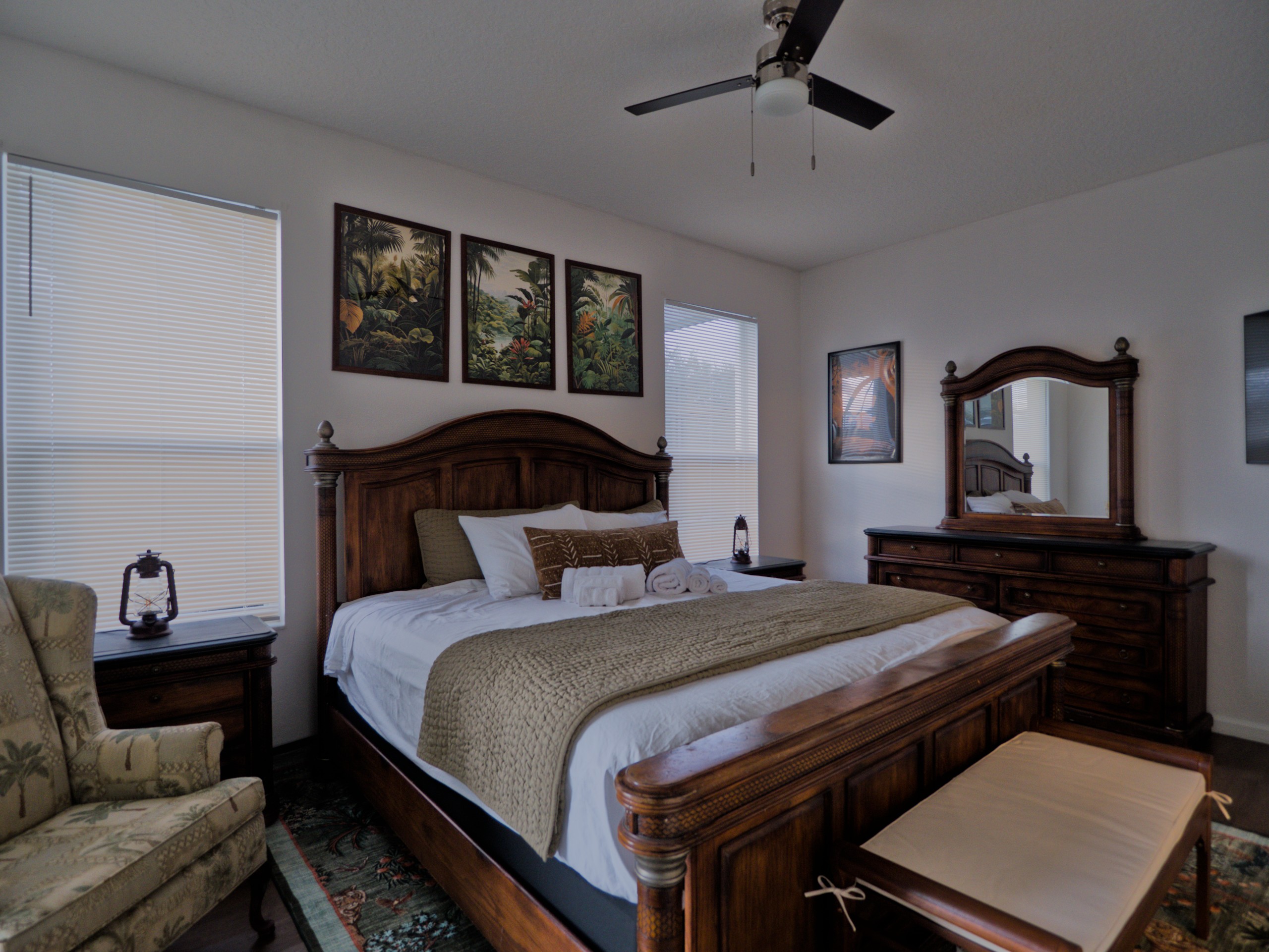 Jungle Book room with king bed.