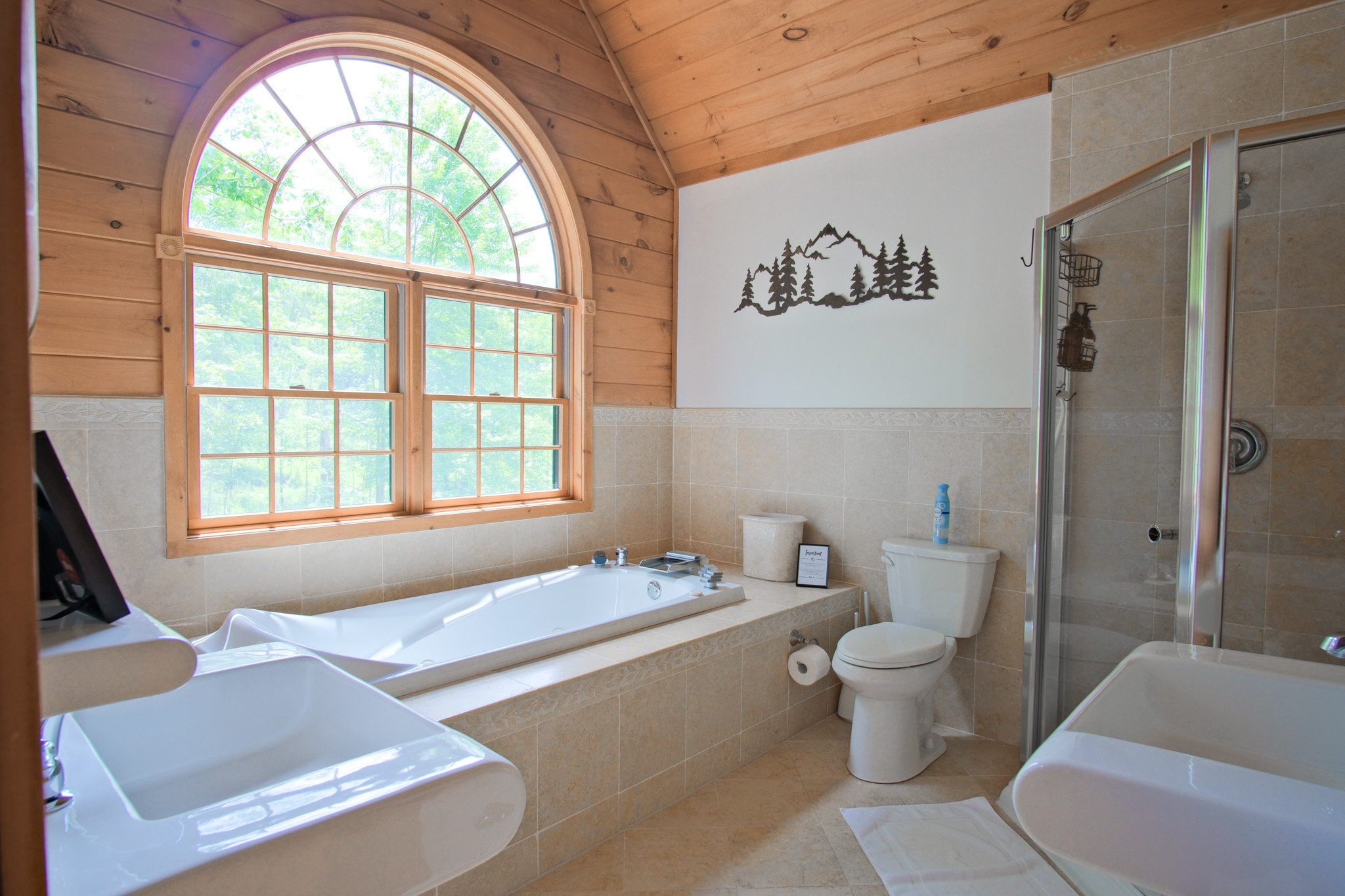 The master bathroom features a jet tub and separate shower, with 2 separate sinks.
