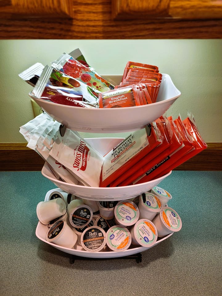 Coffee, tea, and a few treats.