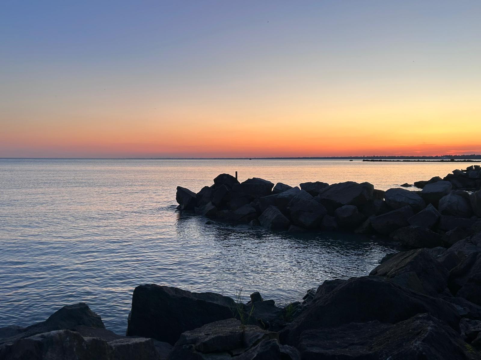 Watch the sunset over Lake Erie from the waterfront deck.