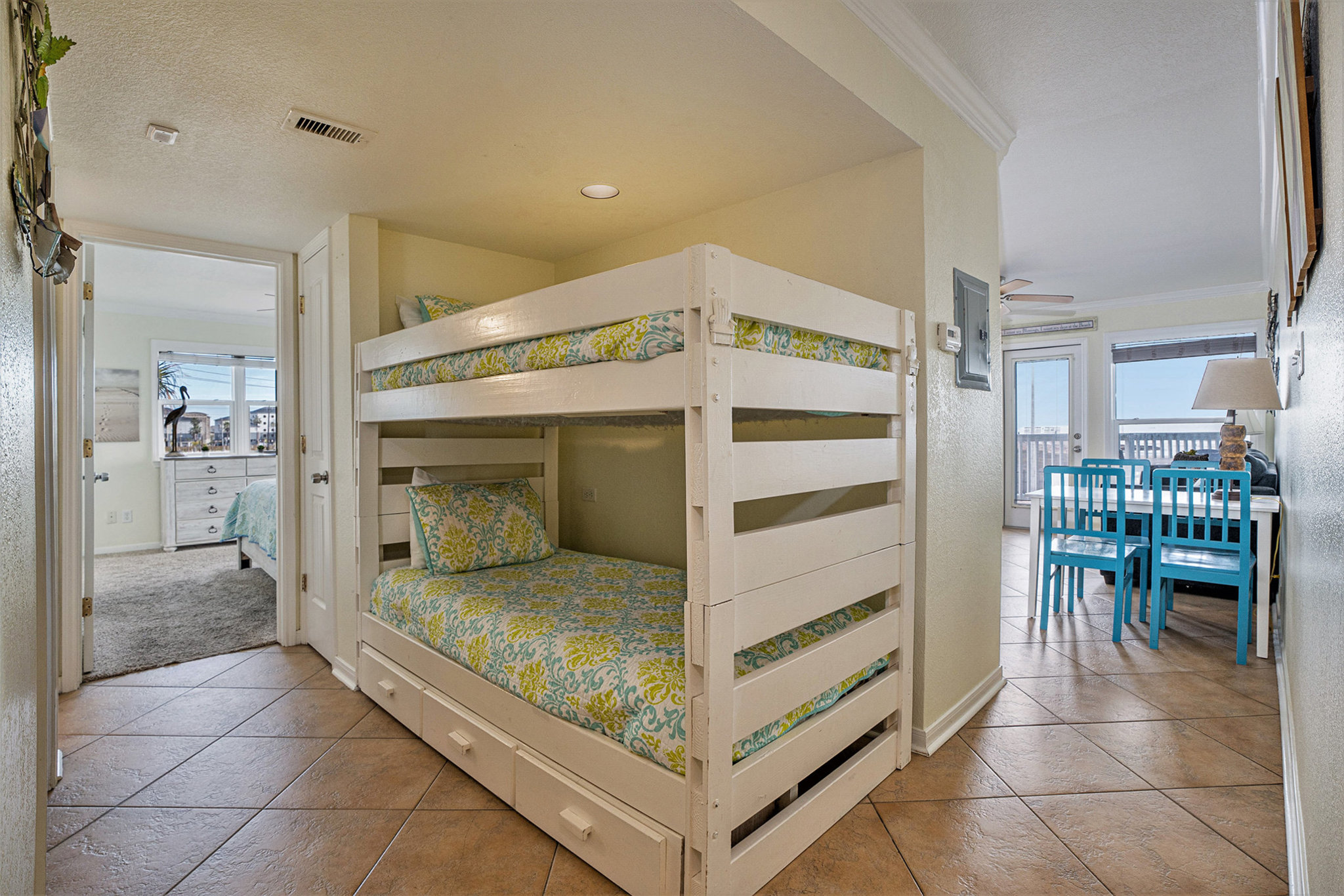Clean and comfortable bunk beds for children or additional guests.