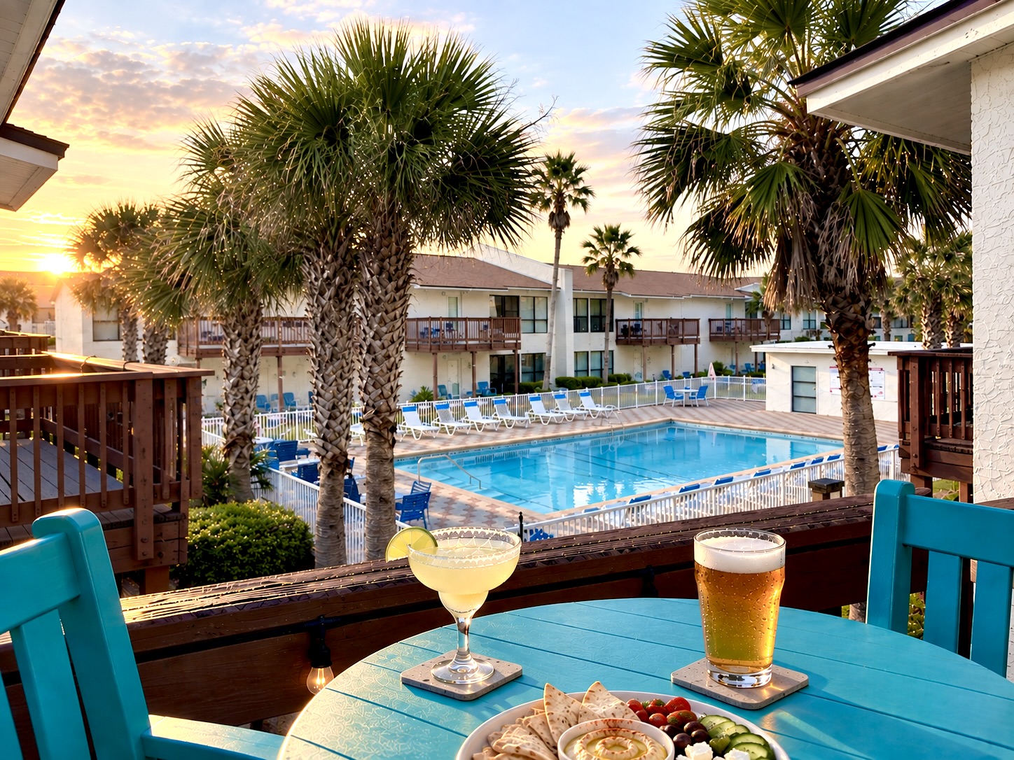 Your "Poolside Paradise" at stunning Navarre Beach. The palm-lined pool deck is just steps from your door, with loungers, patio seating, and a private grilling areas. The perfect spot to unwind between visits to Florida's most relaxing beach!