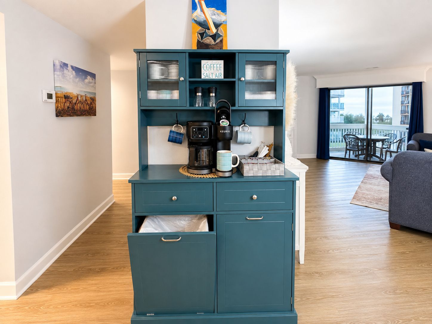 Coffee Bar with Garbage Can