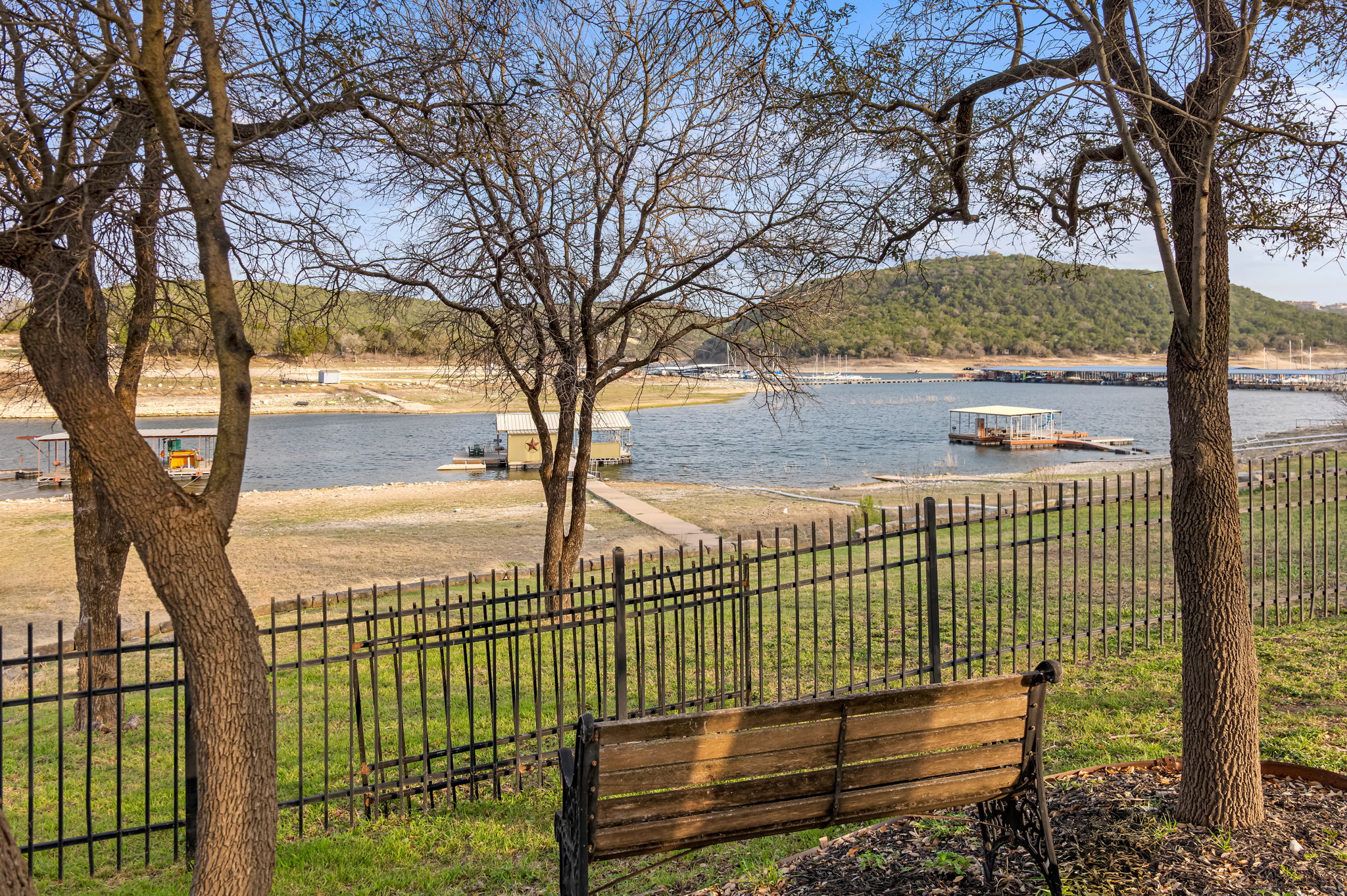Take it in with your bench side view of the lake!