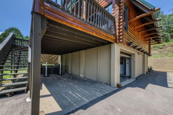Park your car in the shaded garage located below the cabin, offering protection from the elements and easy access to your stay!