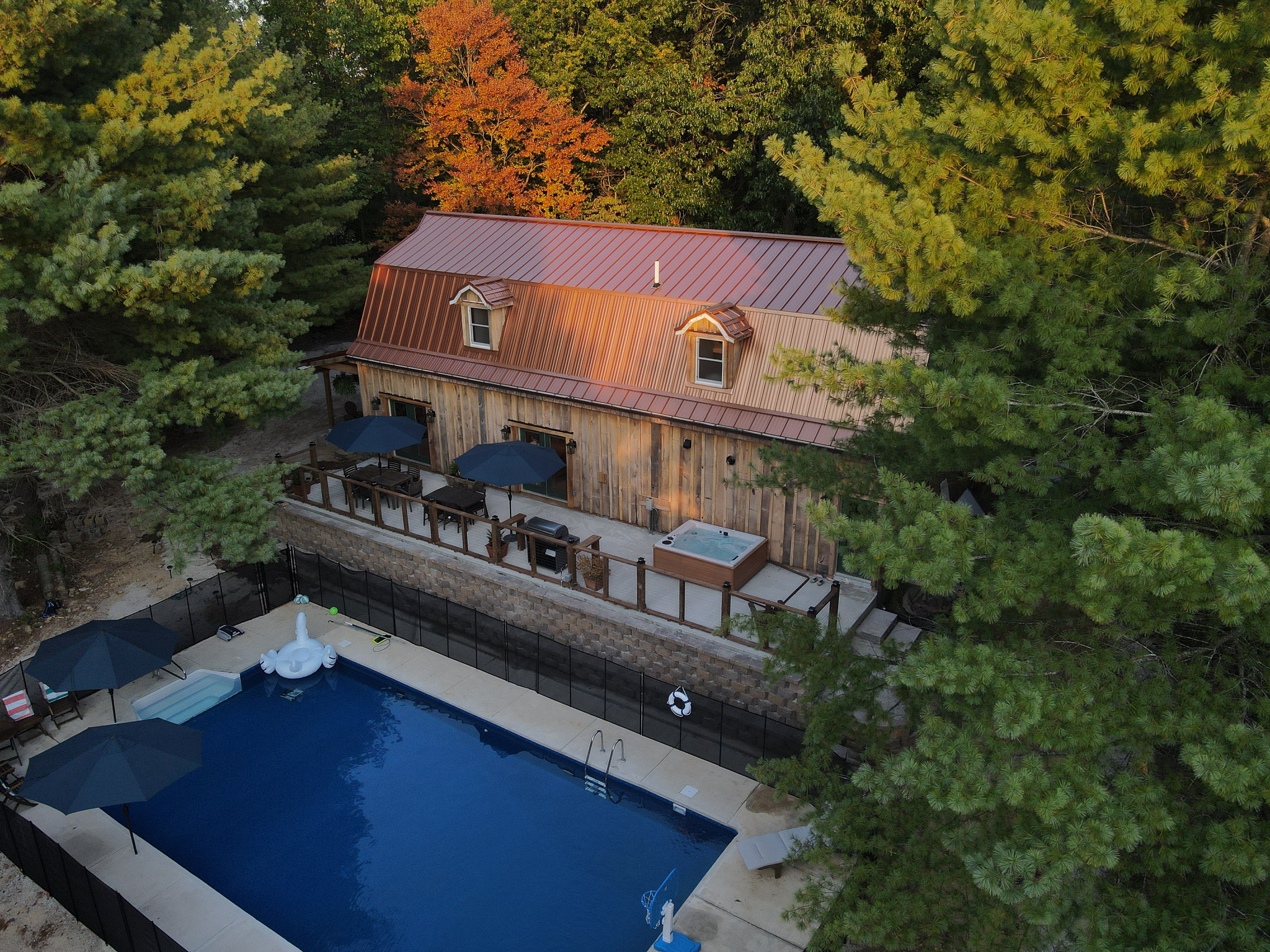 Huge back patio with table seating for 14