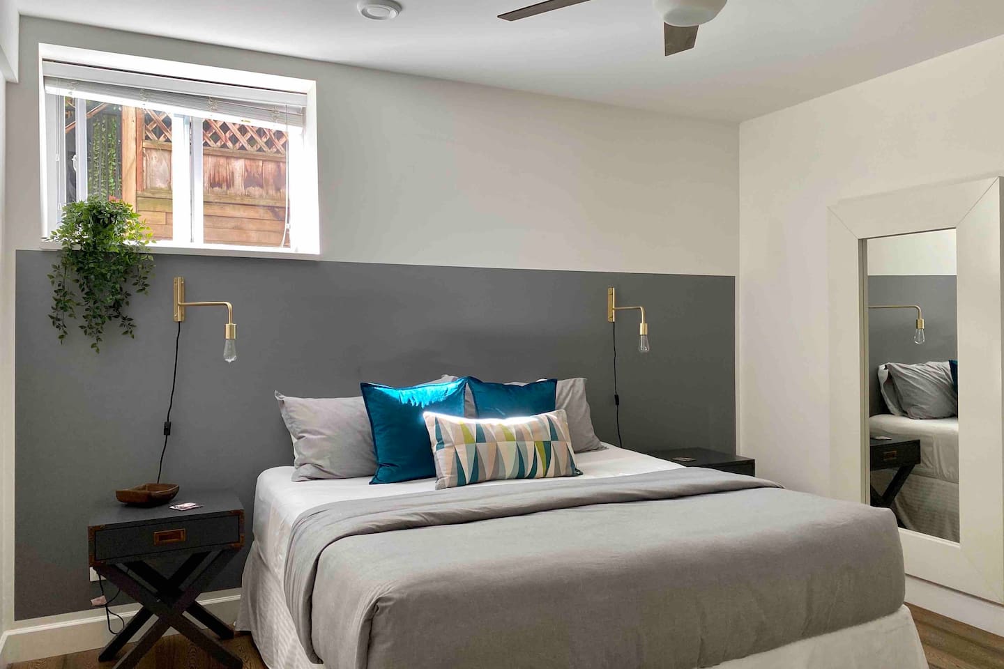 Master bedroom kings size bed.