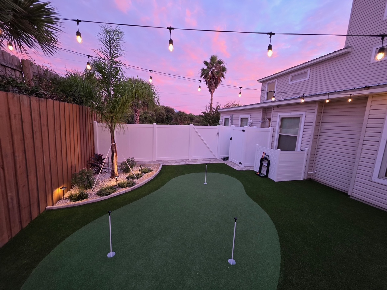 View of the new putting green and additional seating options