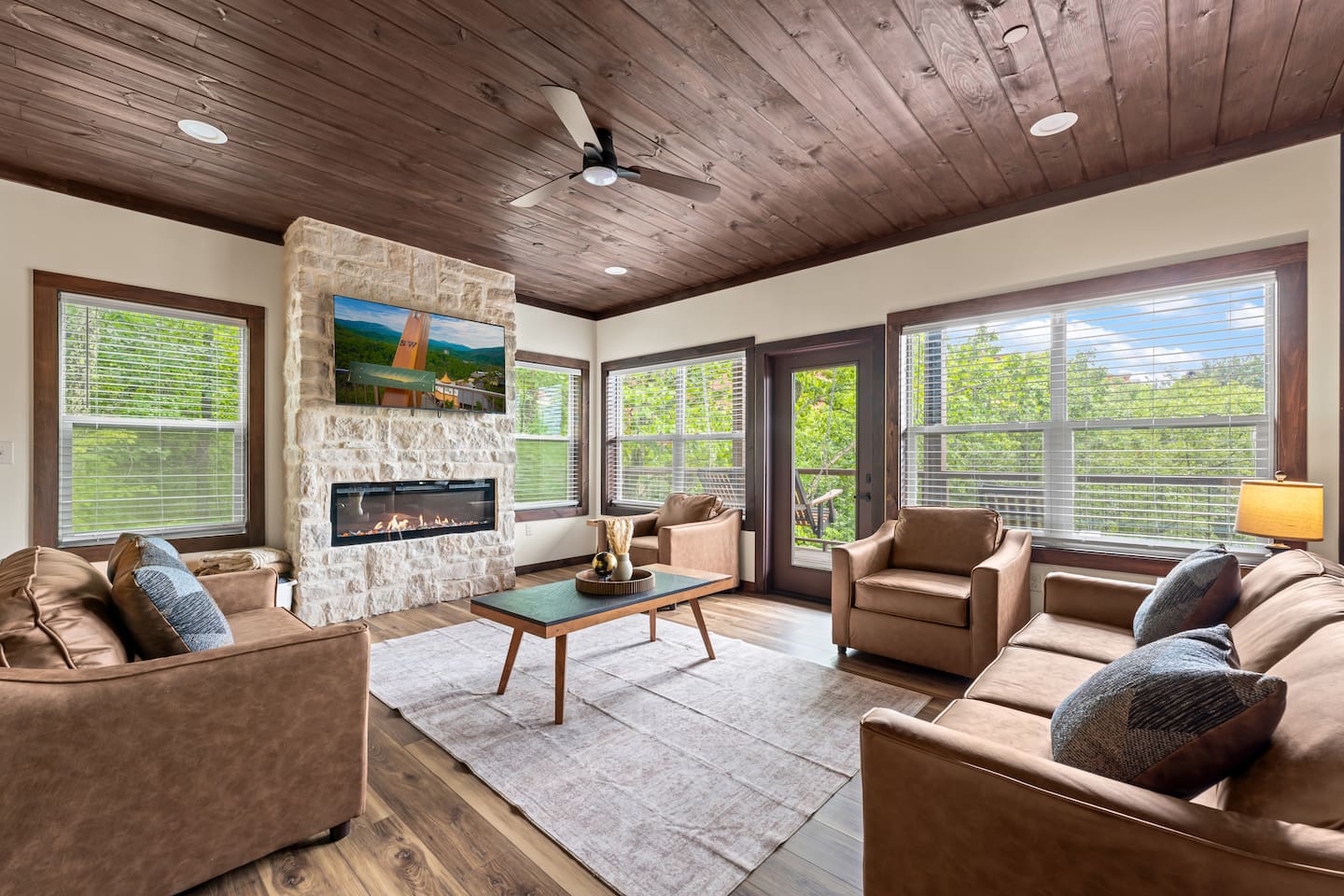 cozy living room, with two sleeping sofas one queen sleeps 2 and one twin sleeps 1